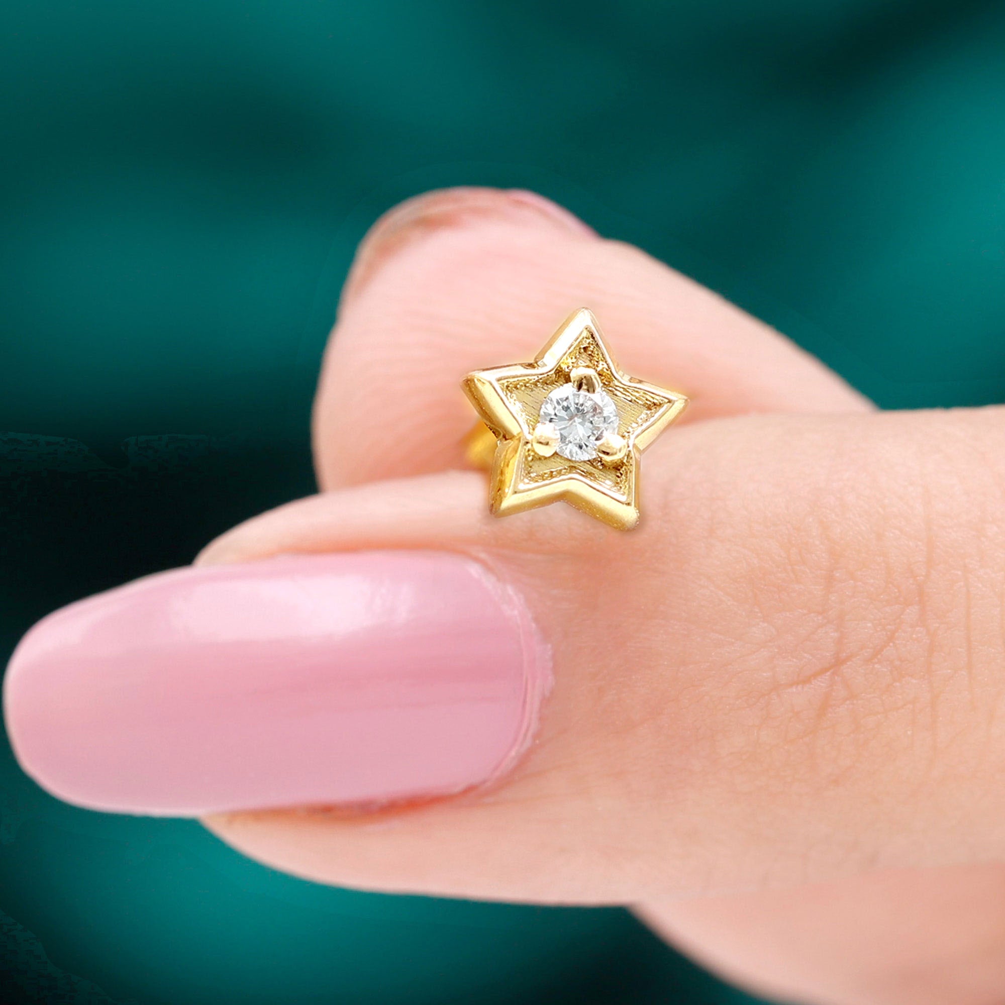 Solitaire Moissanite Star Earring for Conch Piercing