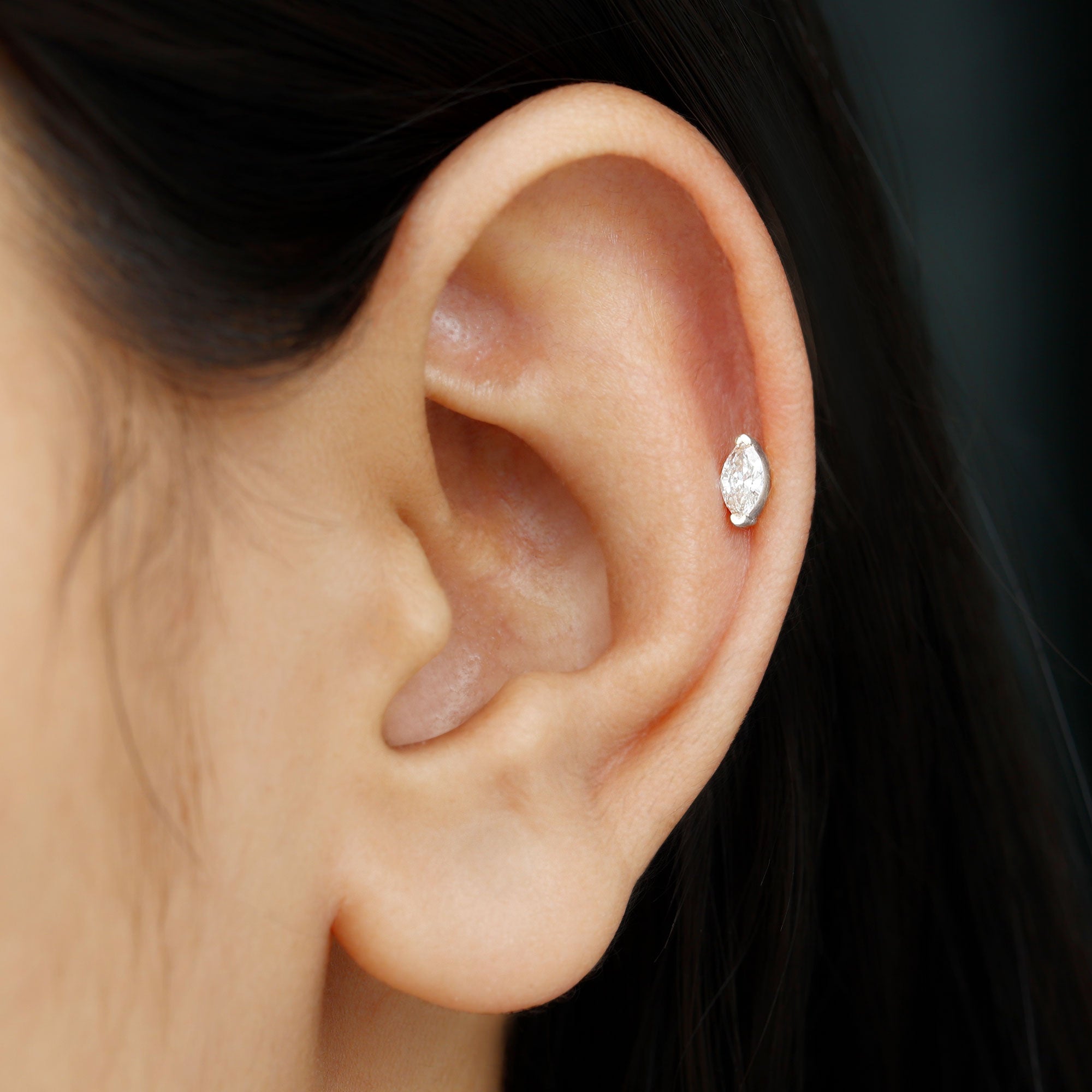Minimalist Marquise Moissanite Tragus Earring