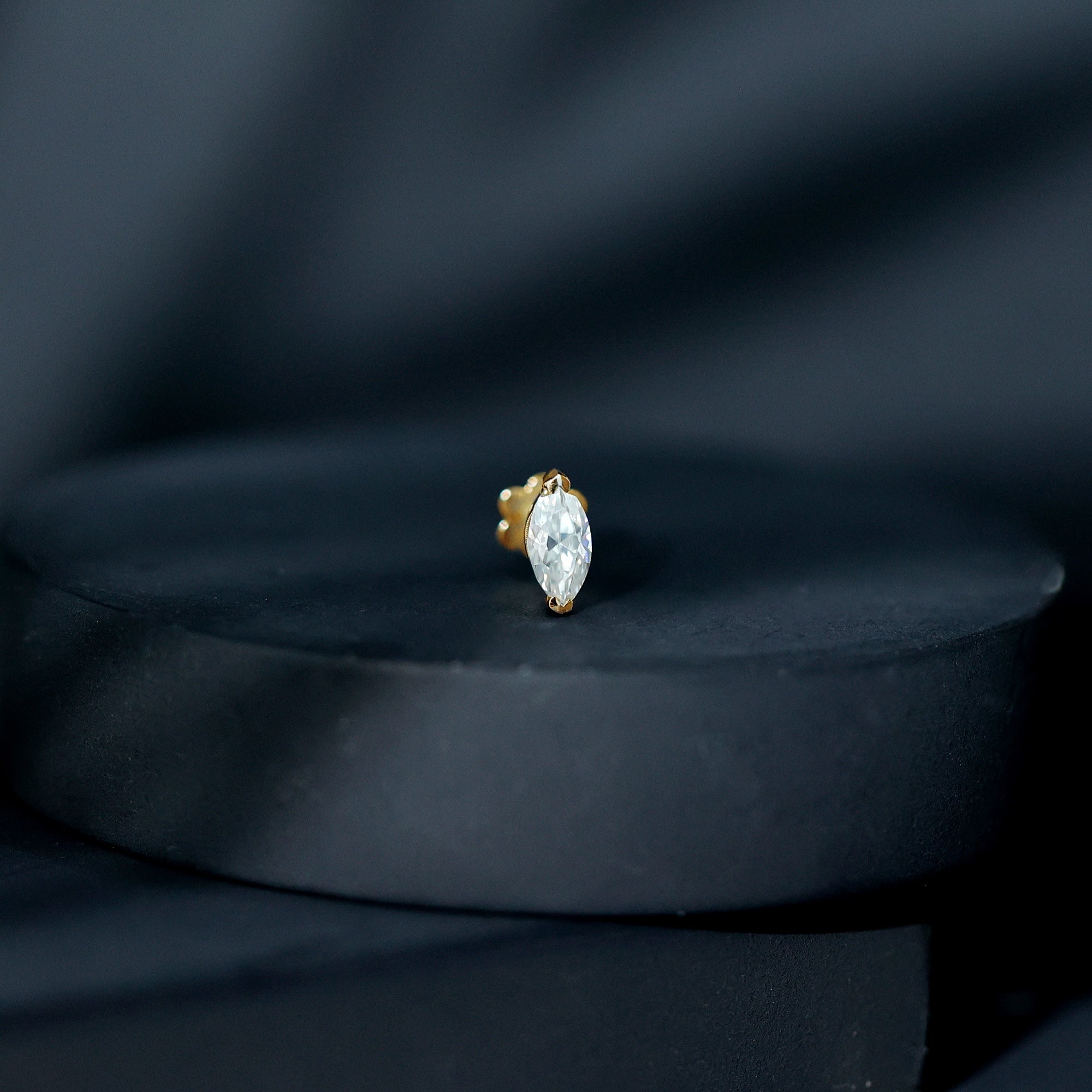 Minimalist Marquise Moissanite Tragus Earring