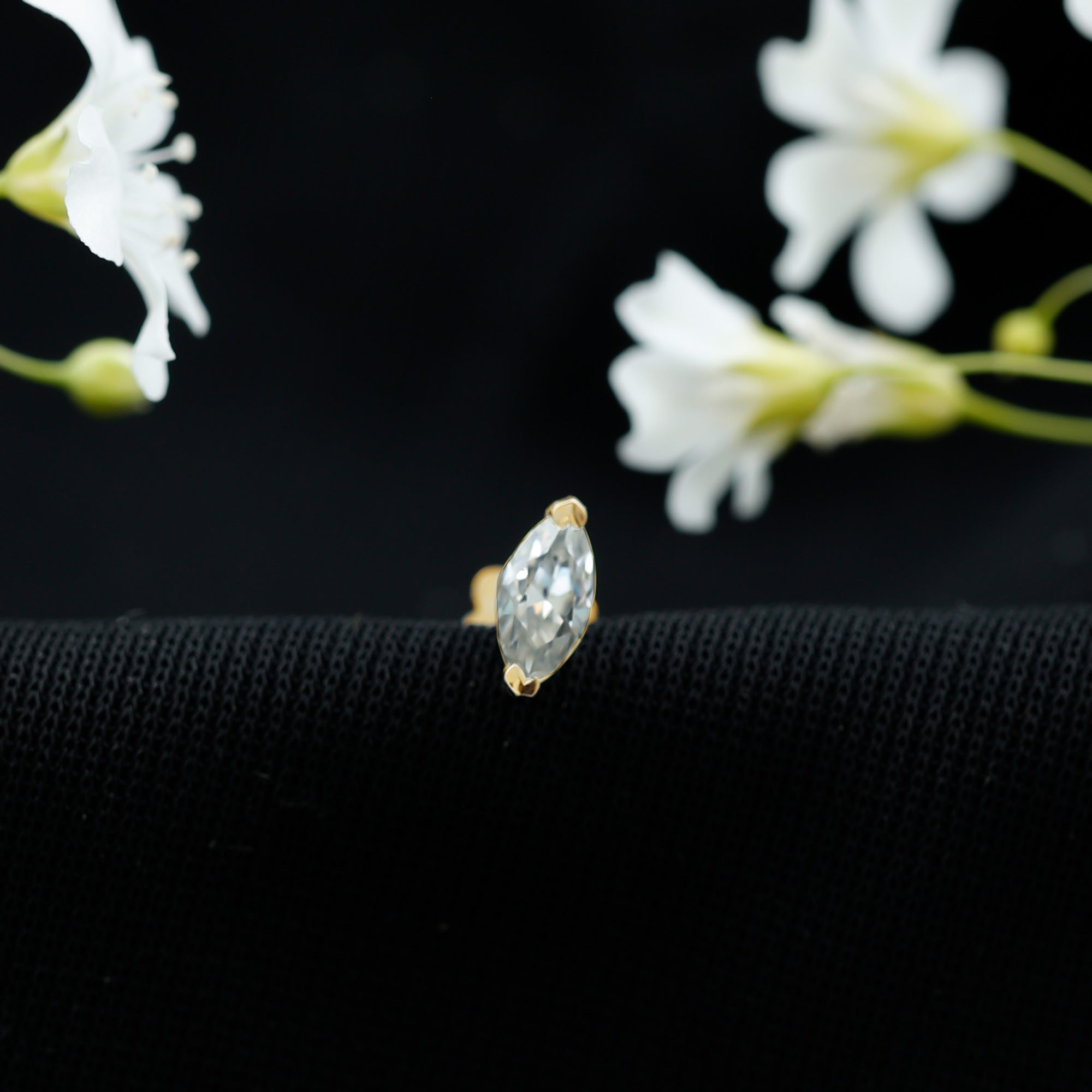 Minimalist Marquise Moissanite Tragus Earring
