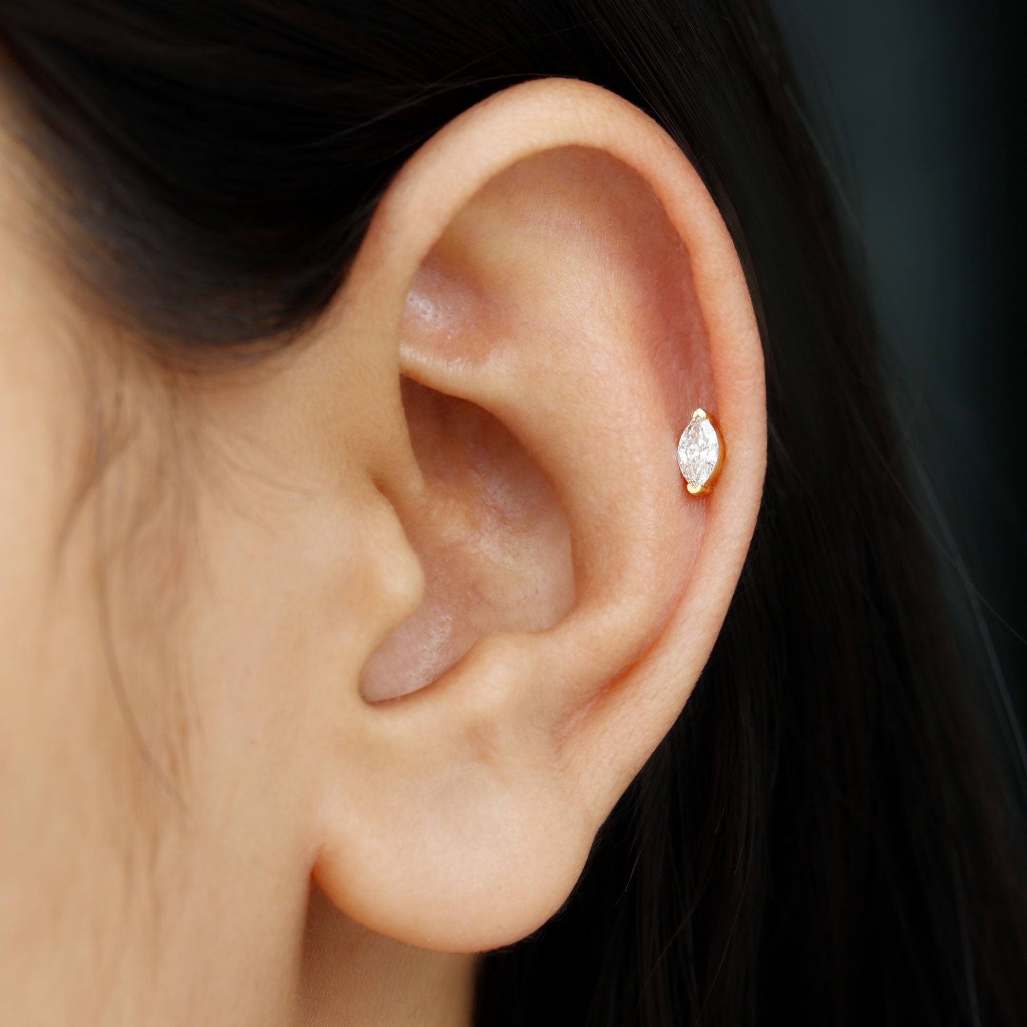 Minimalist Marquise Moissanite Tragus Earring