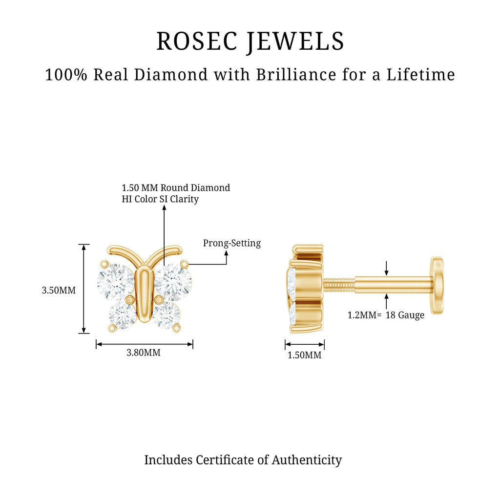 Dainty Diamond Cute Butterfly Earring for Helix Piercing