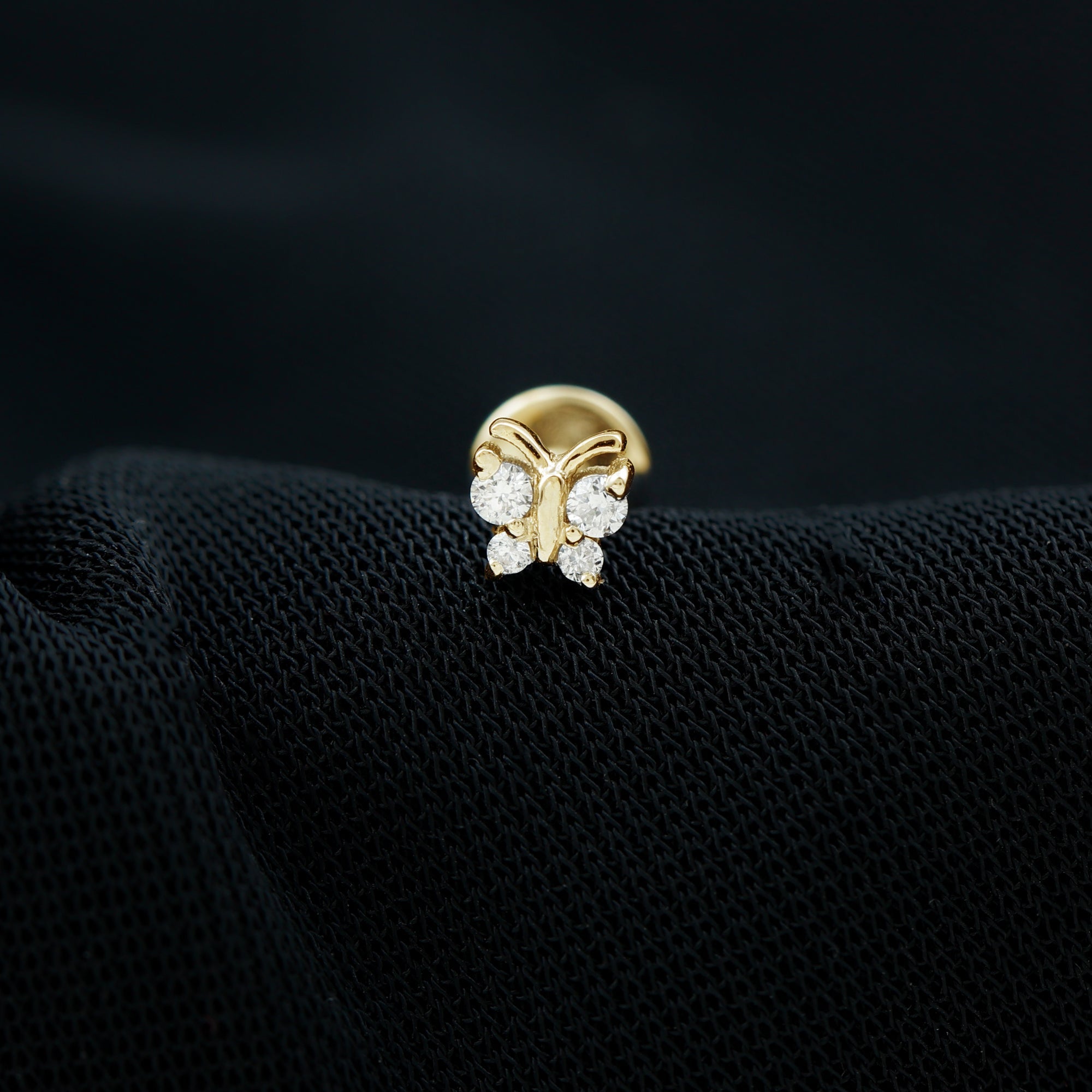 Dainty Diamond Cute Butterfly Earring for Helix Piercing