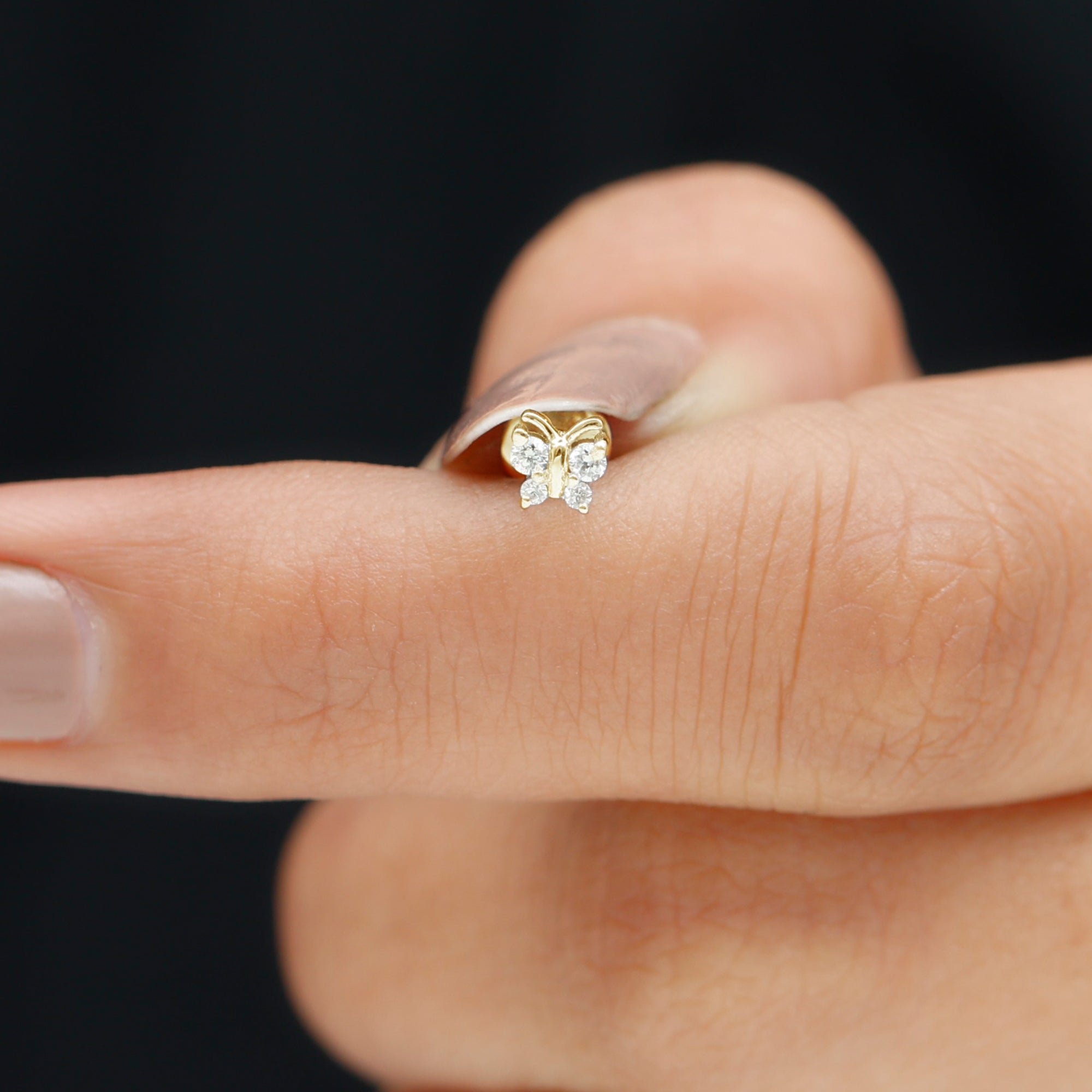 Dainty Diamond Cute Butterfly Earring for Helix Piercing