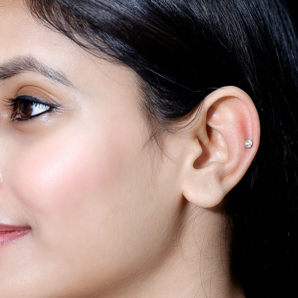 Minimal Diamond Conch Earring in Bezel Setting