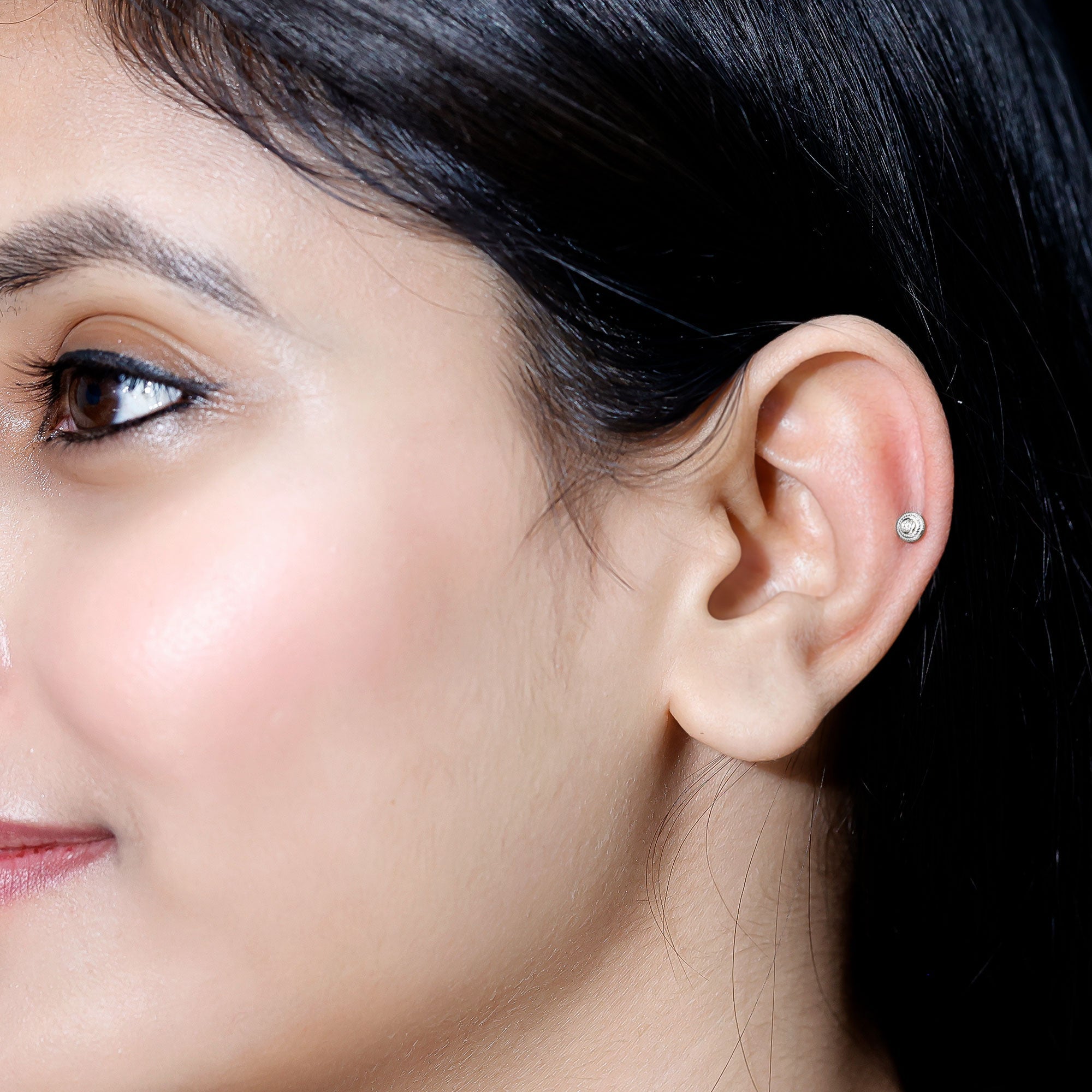 Minimal Diamond Conch Earring in Bezel Setting