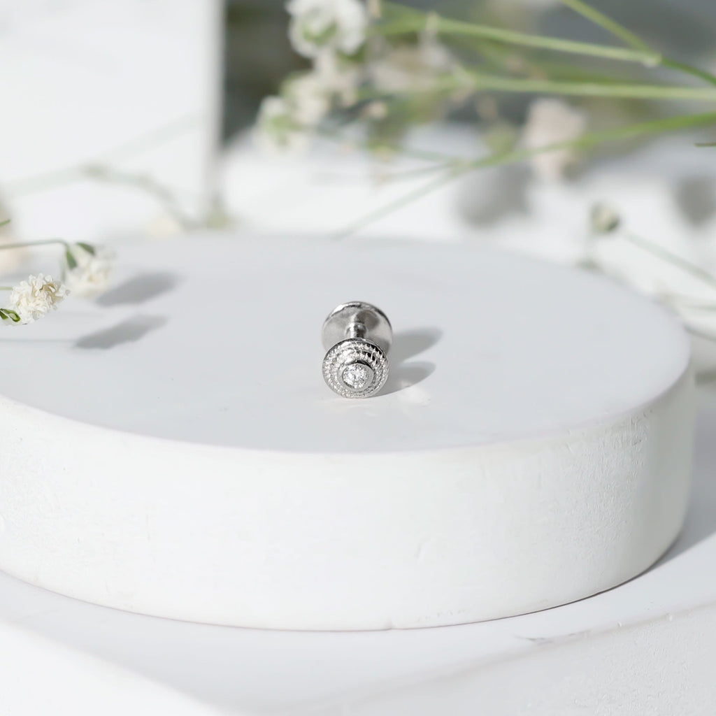 Minimal Diamond Conch Earring in Bezel Setting