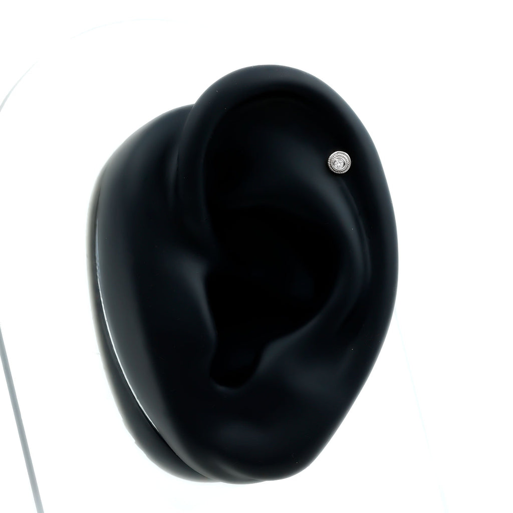 Minimal Diamond Conch Earring in Bezel Setting