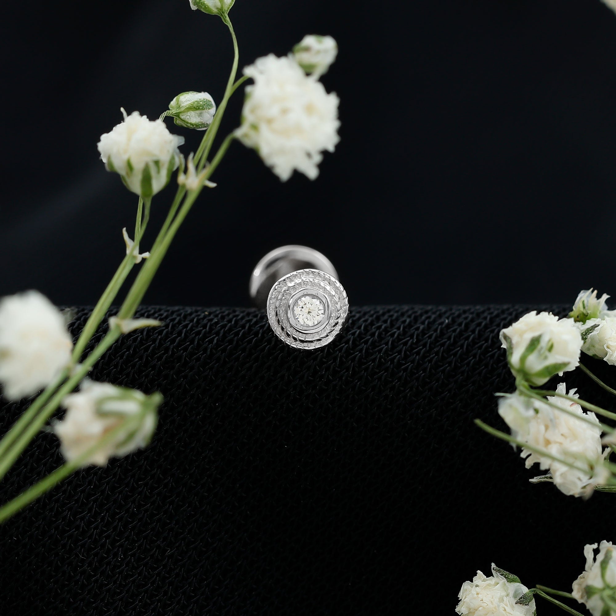 Minimal Diamond Conch Earring in Bezel Setting