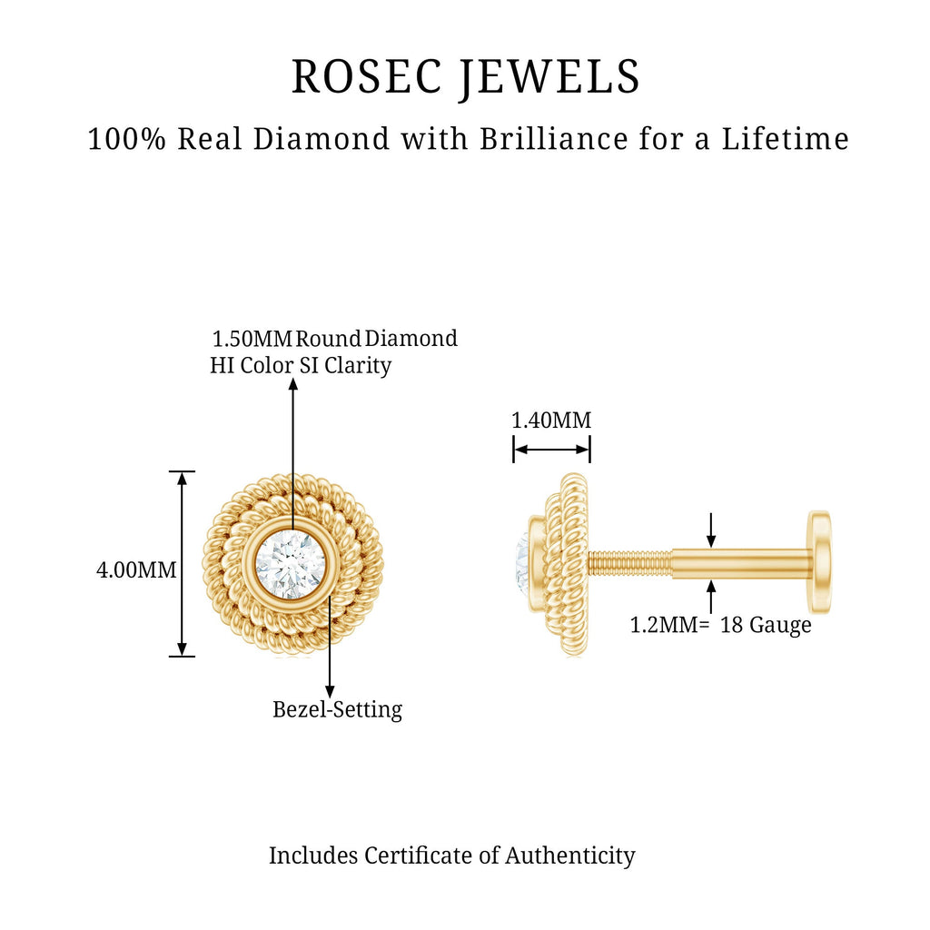 Minimal Diamond Conch Earring in Bezel Setting