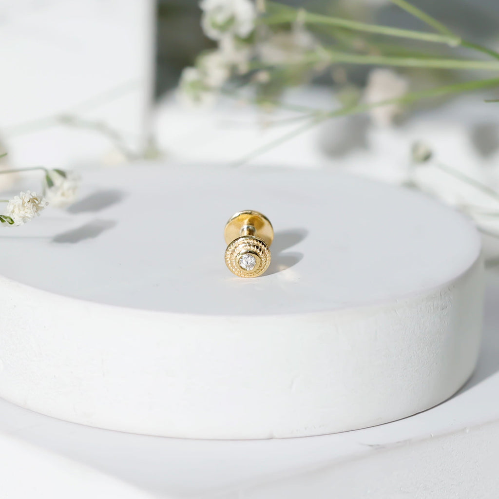 Minimal Diamond Conch Earring in Bezel Setting