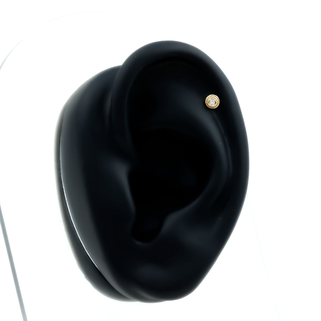 Minimal Diamond Conch Earring in Bezel Setting