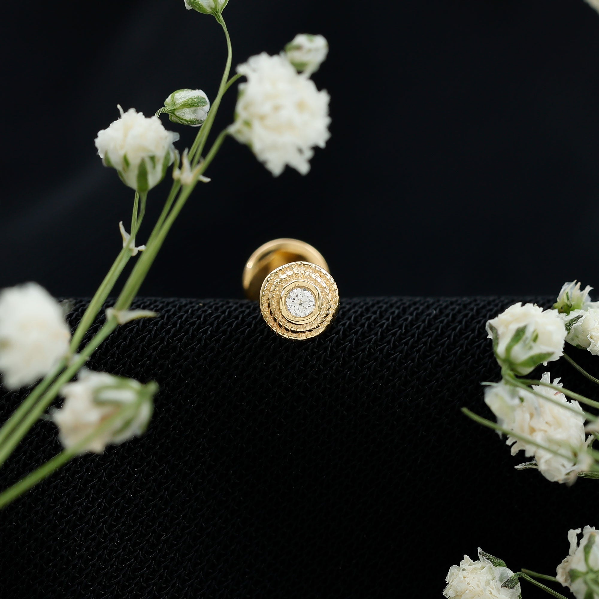 Minimal Diamond Conch Earring in Bezel Setting