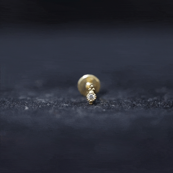 Simple Gold Beaded Diamond Conch Earring