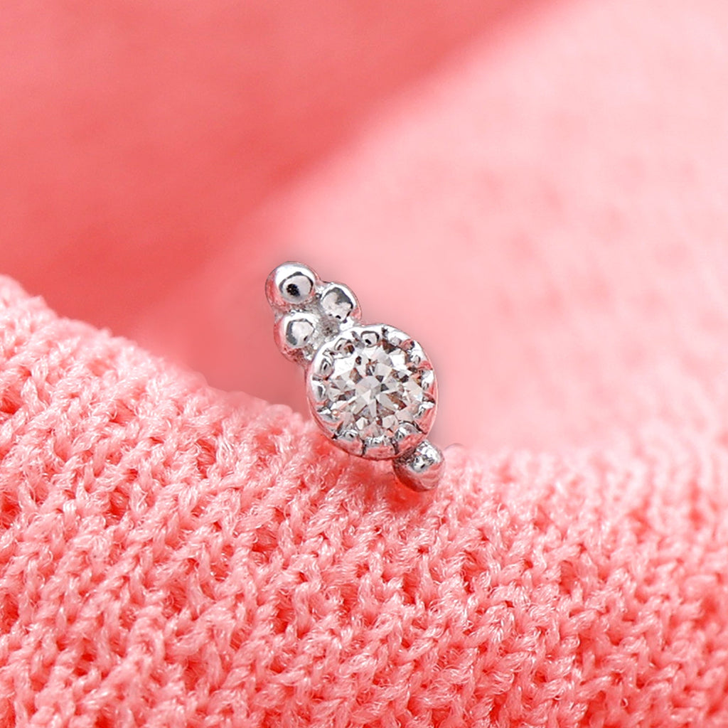 Simple Gold Beaded Diamond Conch Earring