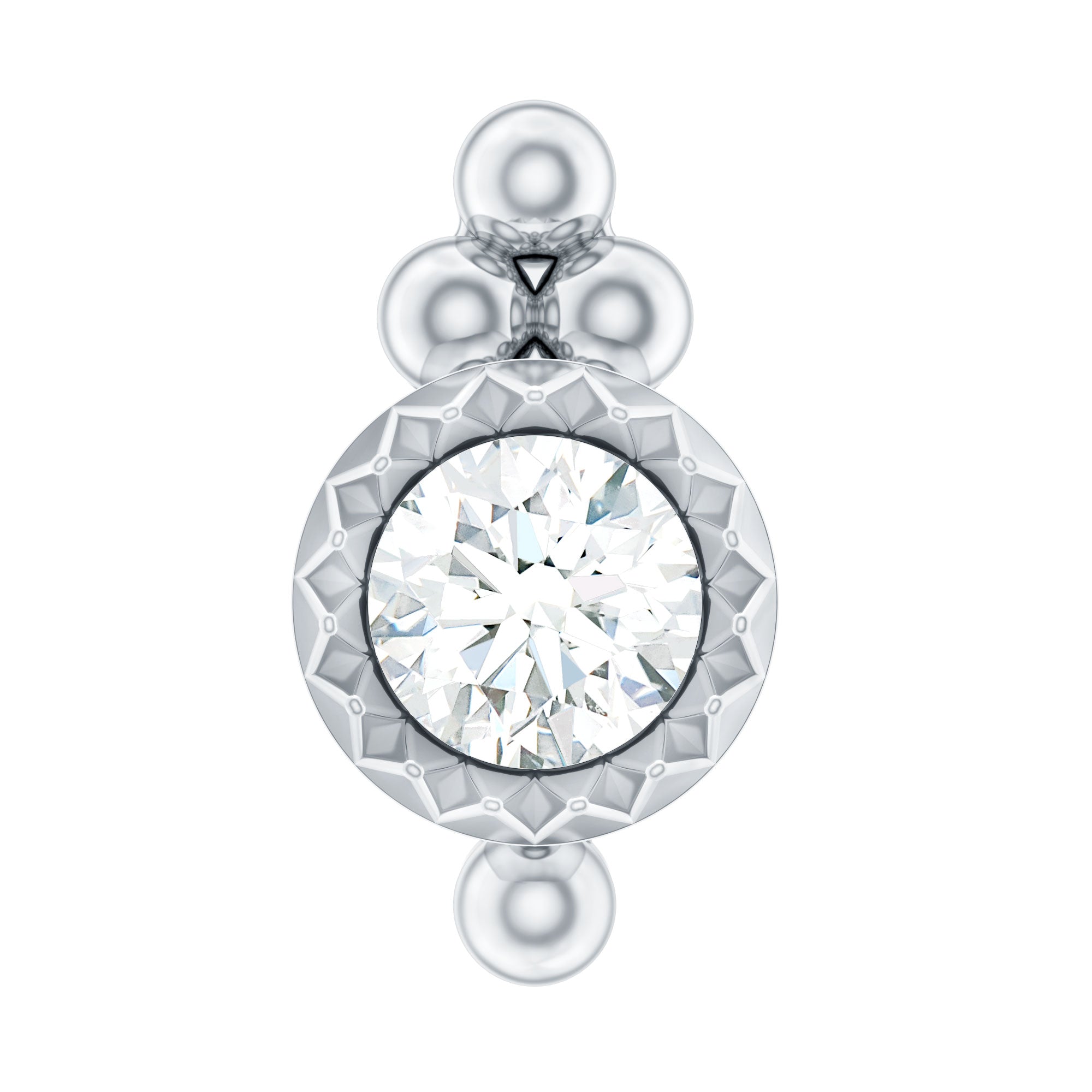 Simple Gold Beaded Diamond Conch Earring