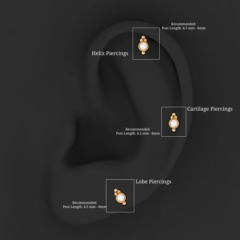 Simple Gold Beaded Diamond Conch Earring