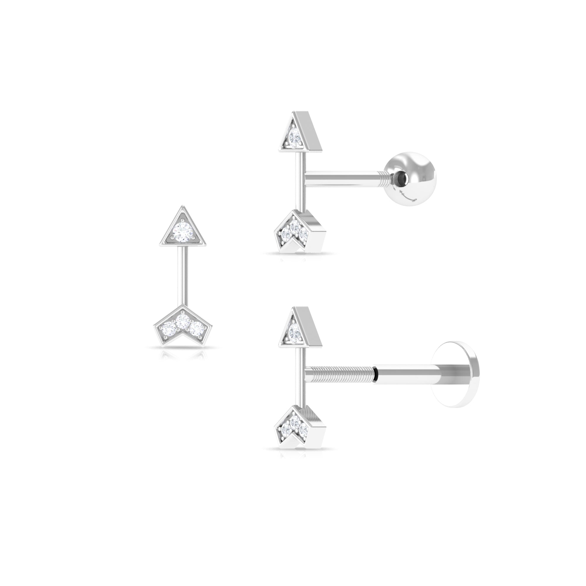 Simple Diamond Gold Arrow Earring for Helix Piercing