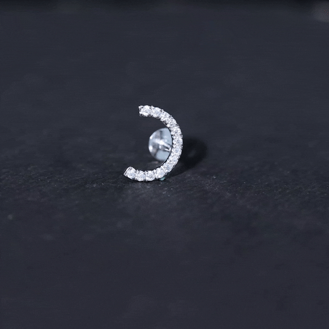 Moissanite Half Circle Earring for Helix Piercing