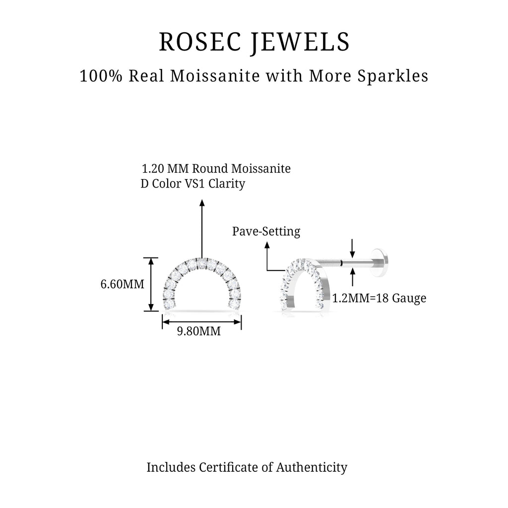 Moissanite Half Circle Earring for Helix Piercing