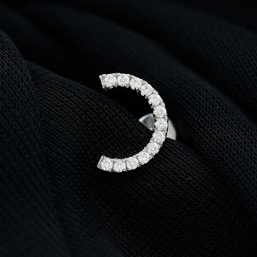 Moissanite Half Circle Earring for Helix Piercing