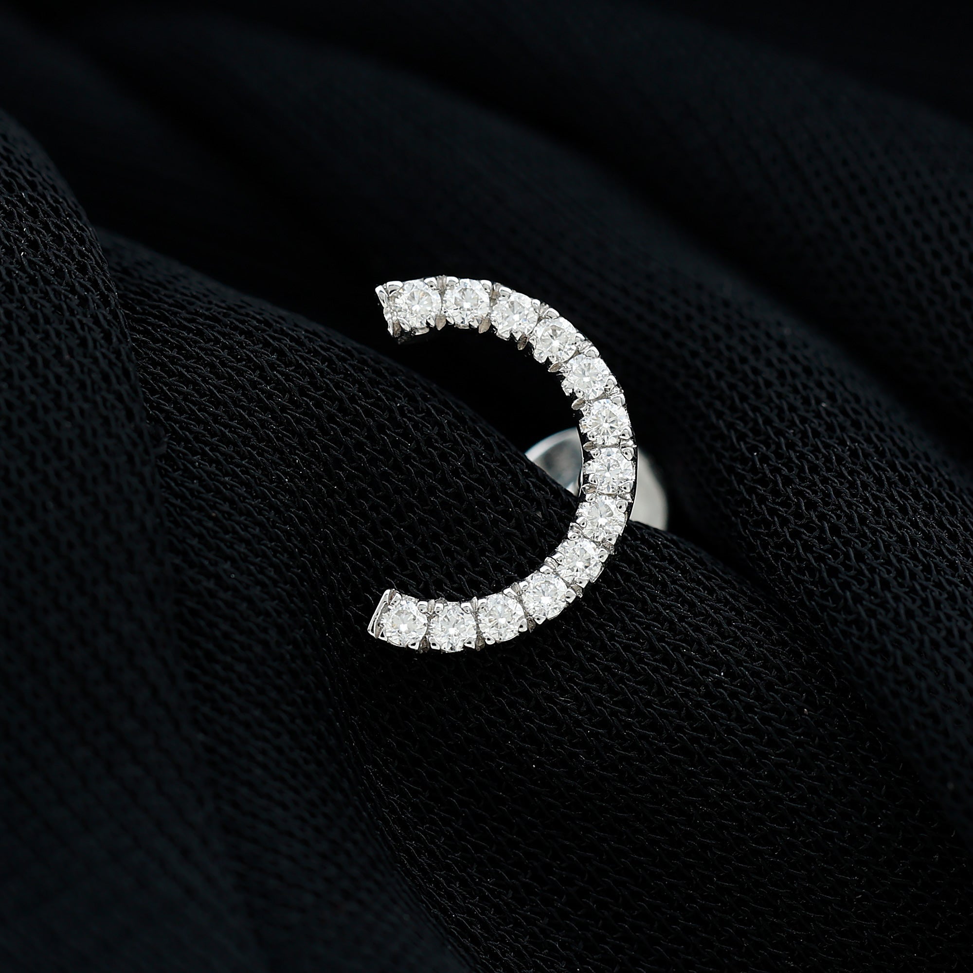 Moissanite Half Circle Earring for Helix Piercing