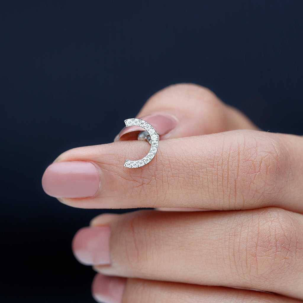 Moissanite Half Circle Earring for Helix Piercing
