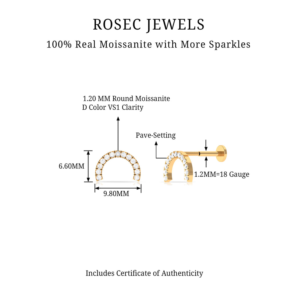 Moissanite Half Circle Earring for Helix Piercing