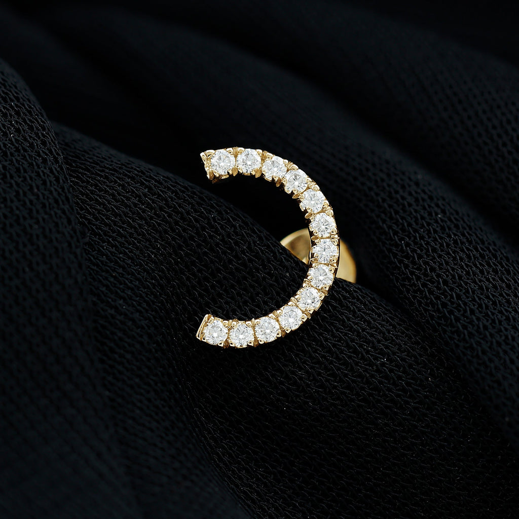 Moissanite Half Circle Earring for Helix Piercing