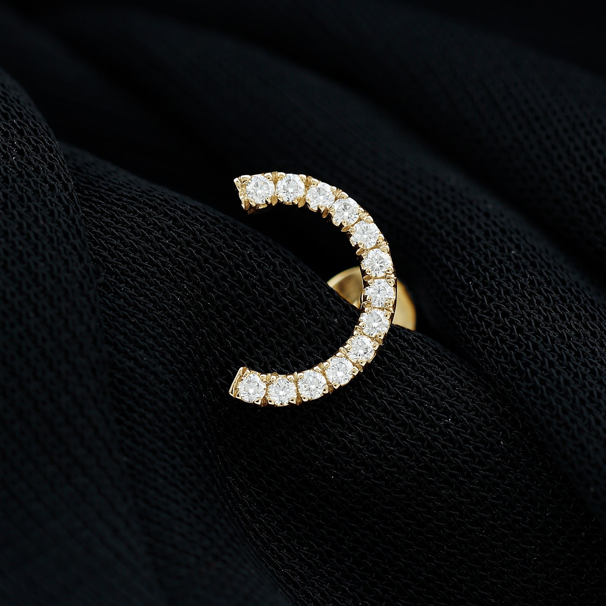 Moissanite Half Circle Earring for Helix Piercing