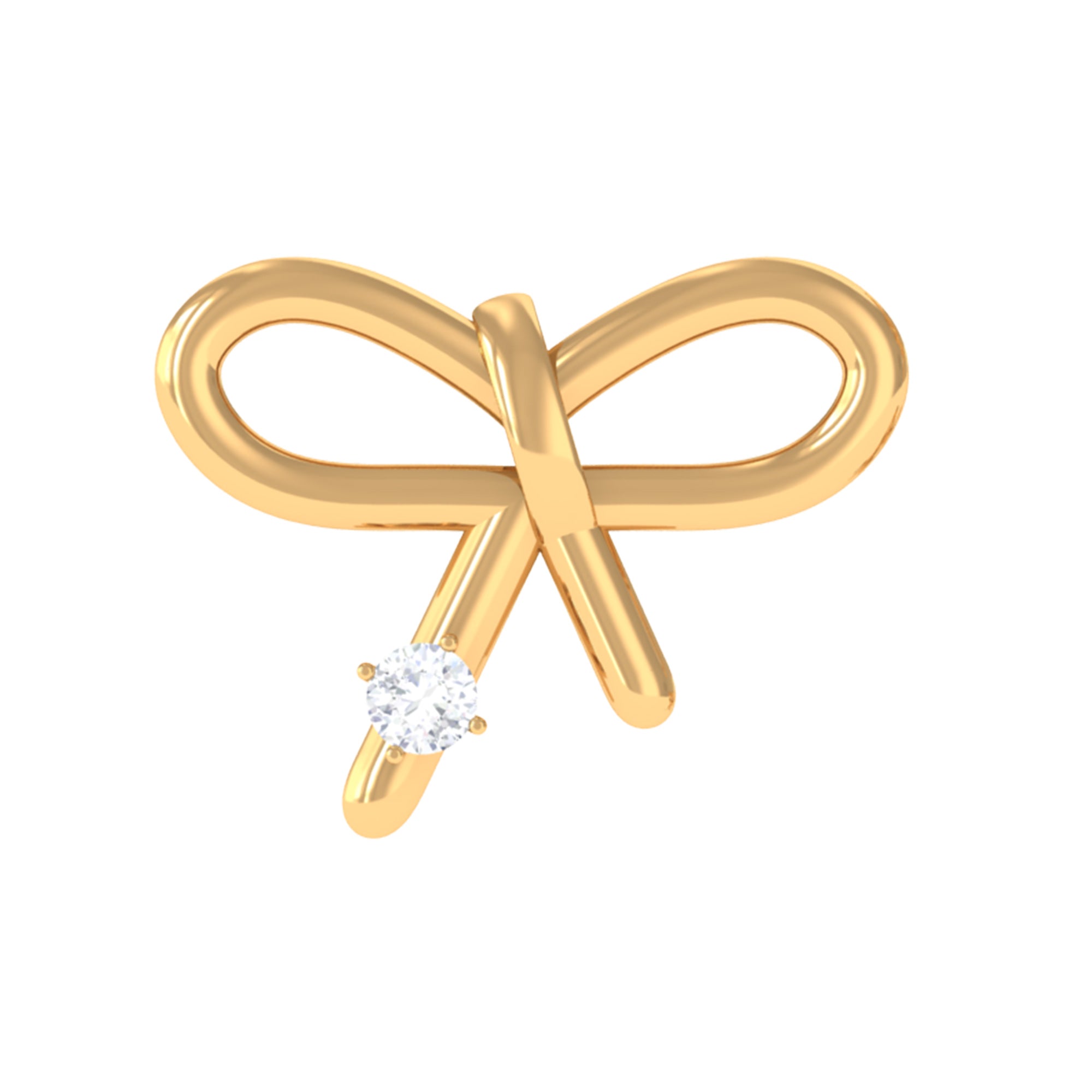 Natural Diamond Bow Earring for Cartilage Piercing