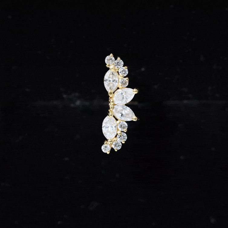 Marquise and Round Moissanite Unique Crawler Earring