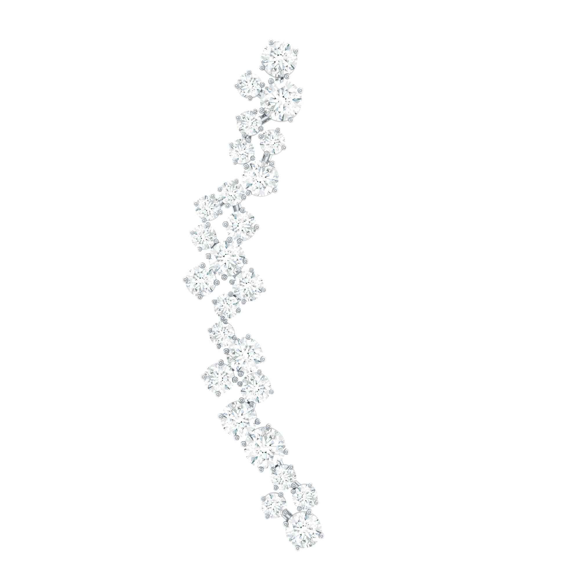 Certified Round Moissanite Cluster Climber Earring