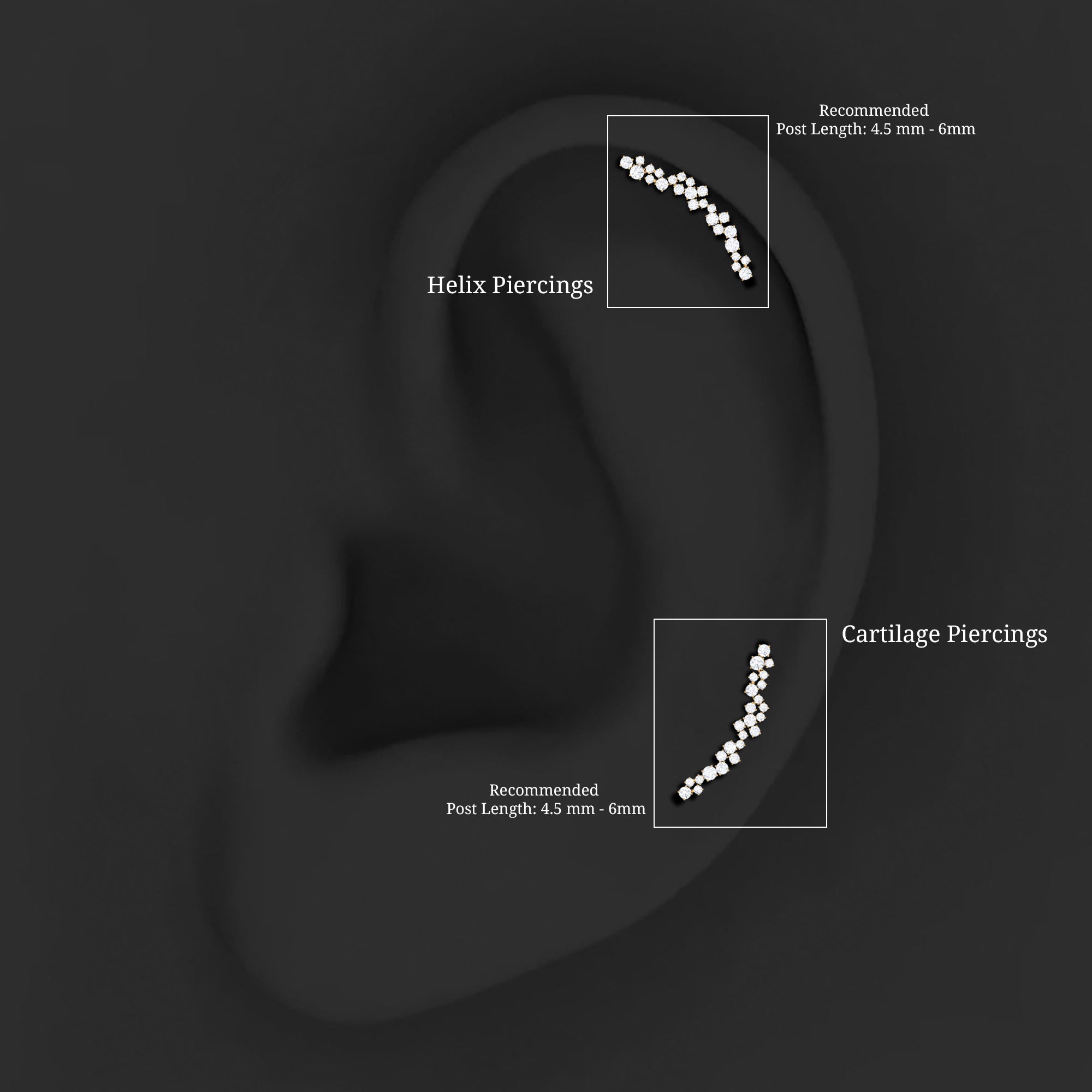 Certified Round Moissanite Cluster Climber Earring