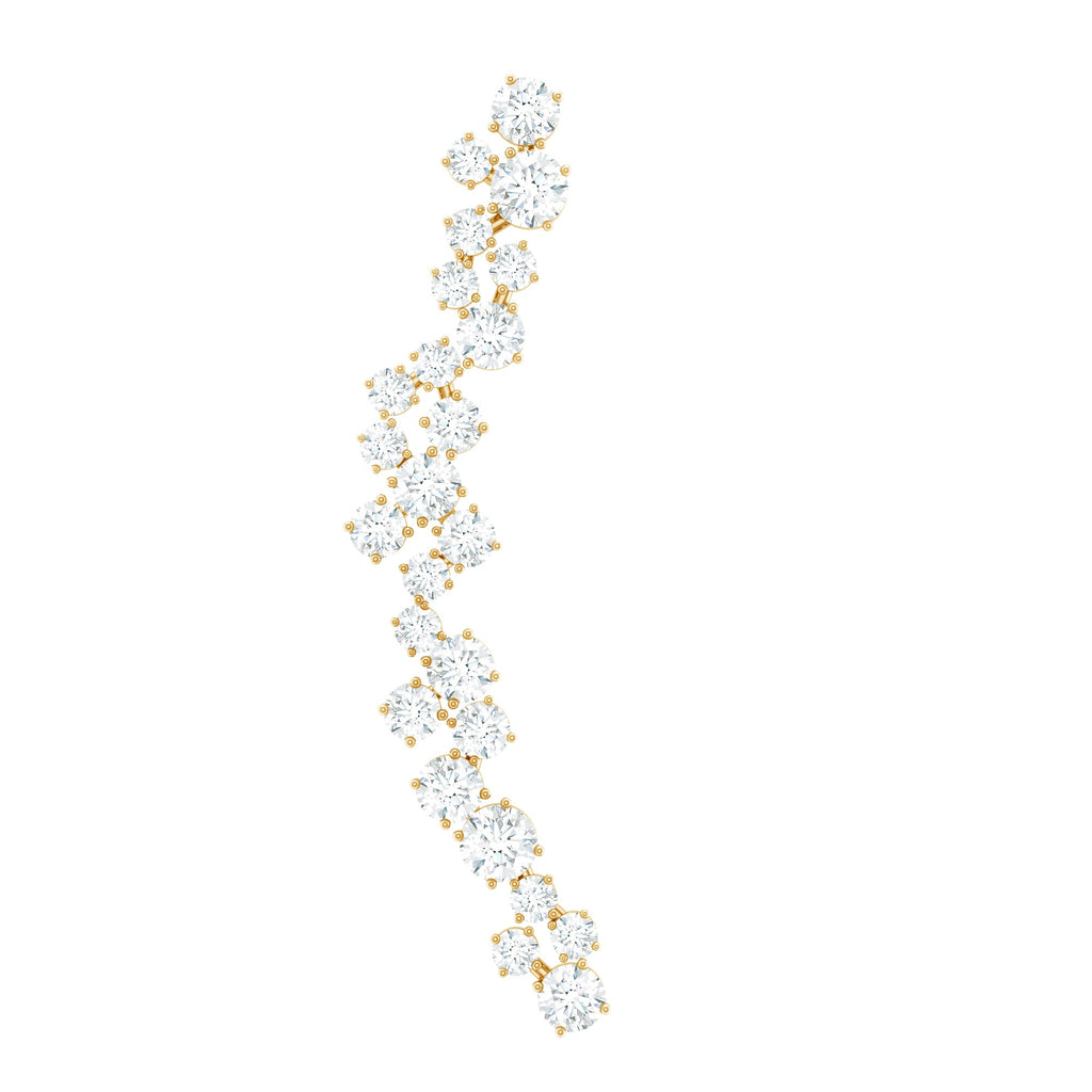 Certified Round Moissanite Cluster Climber Earring