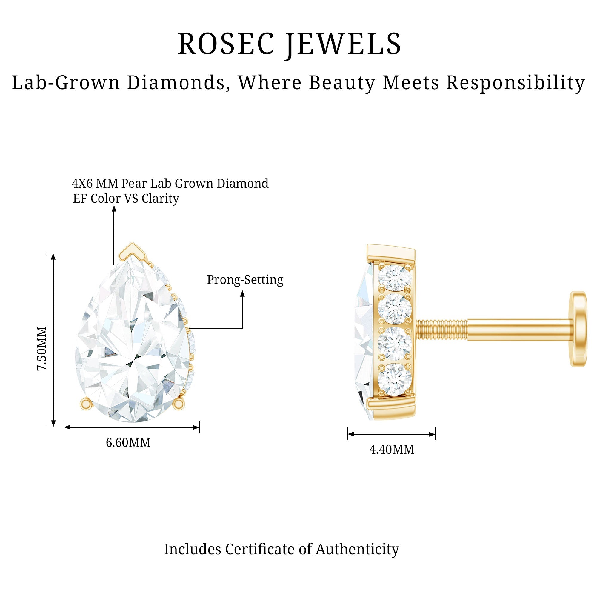 Pear Shaped Moissanite Solitaire Cartilage Earring