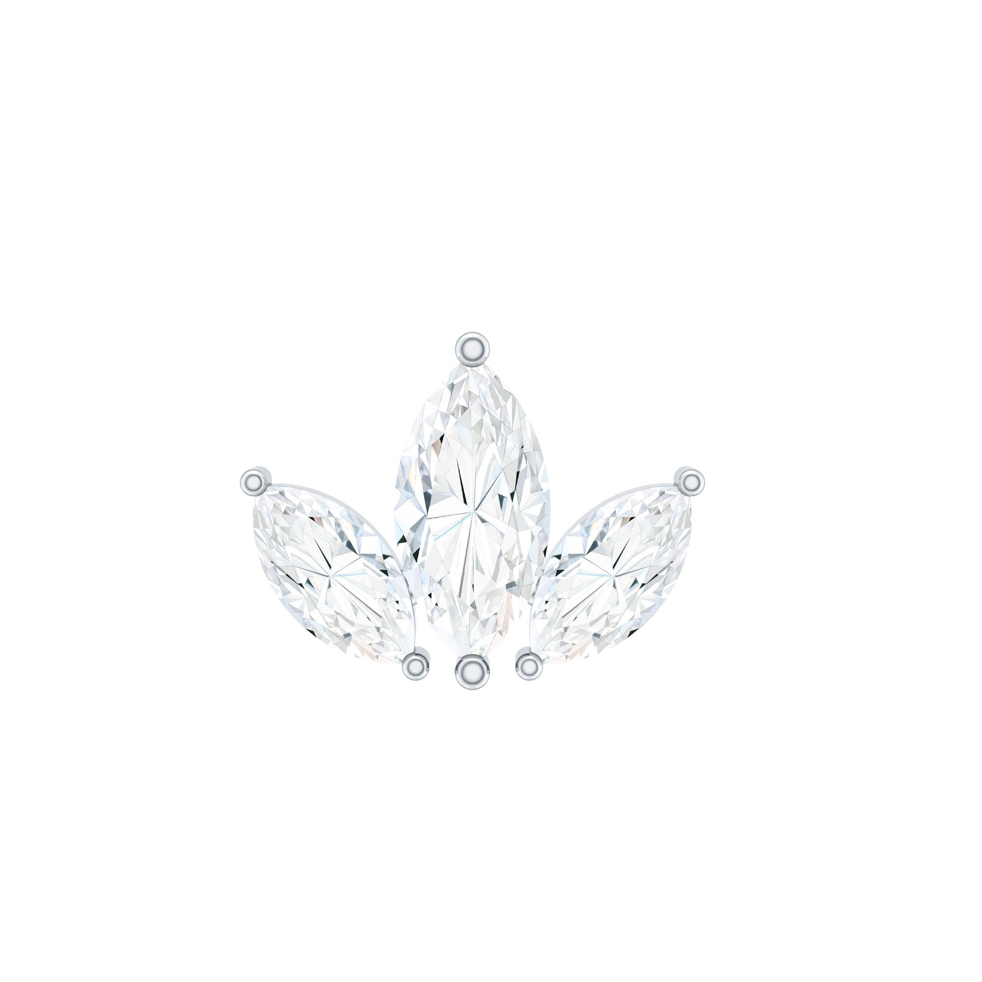 Marquise Cut Diamond Lotus Flower Earring for Helix Piercing
