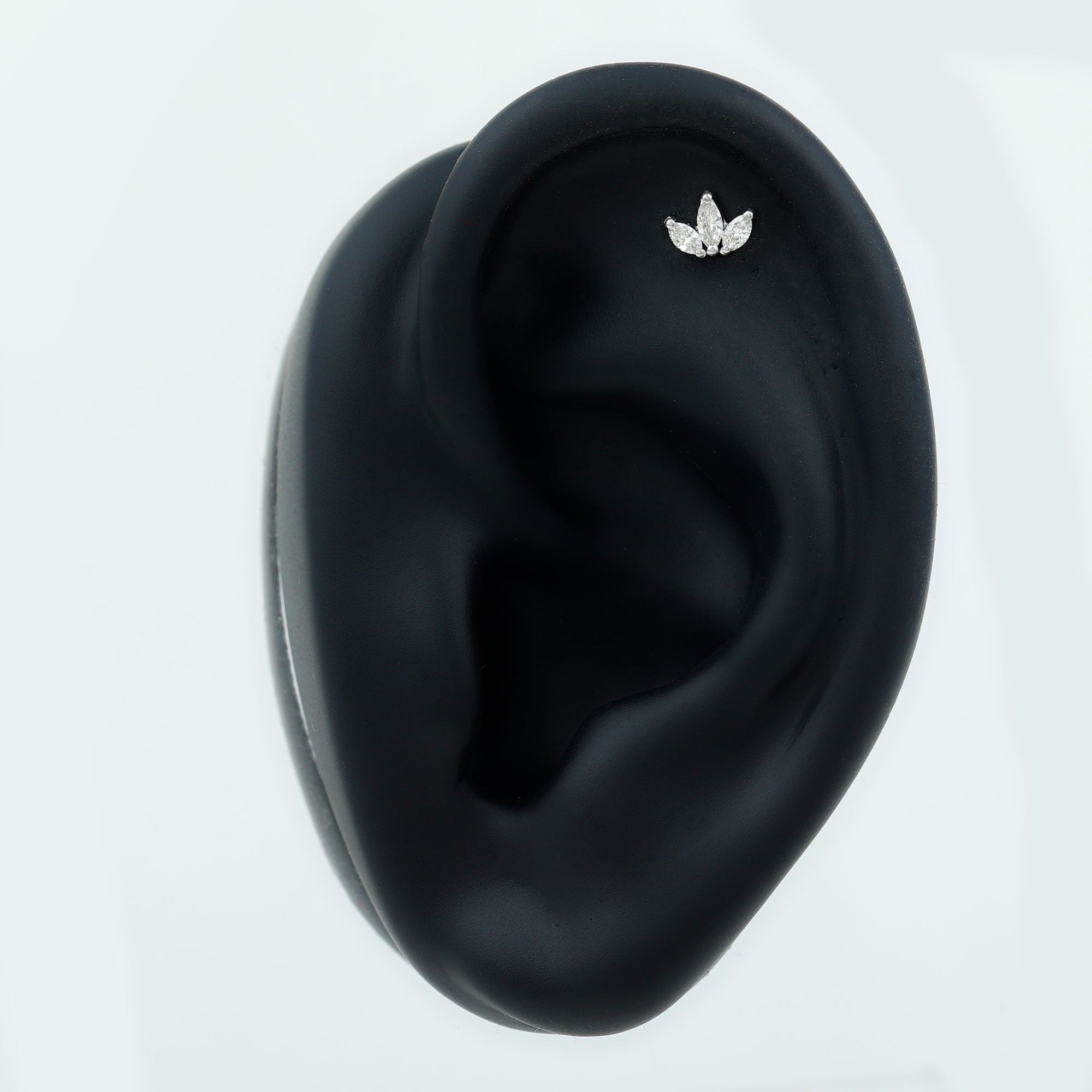Marquise Cut Diamond Lotus Flower Earring for Helix Piercing