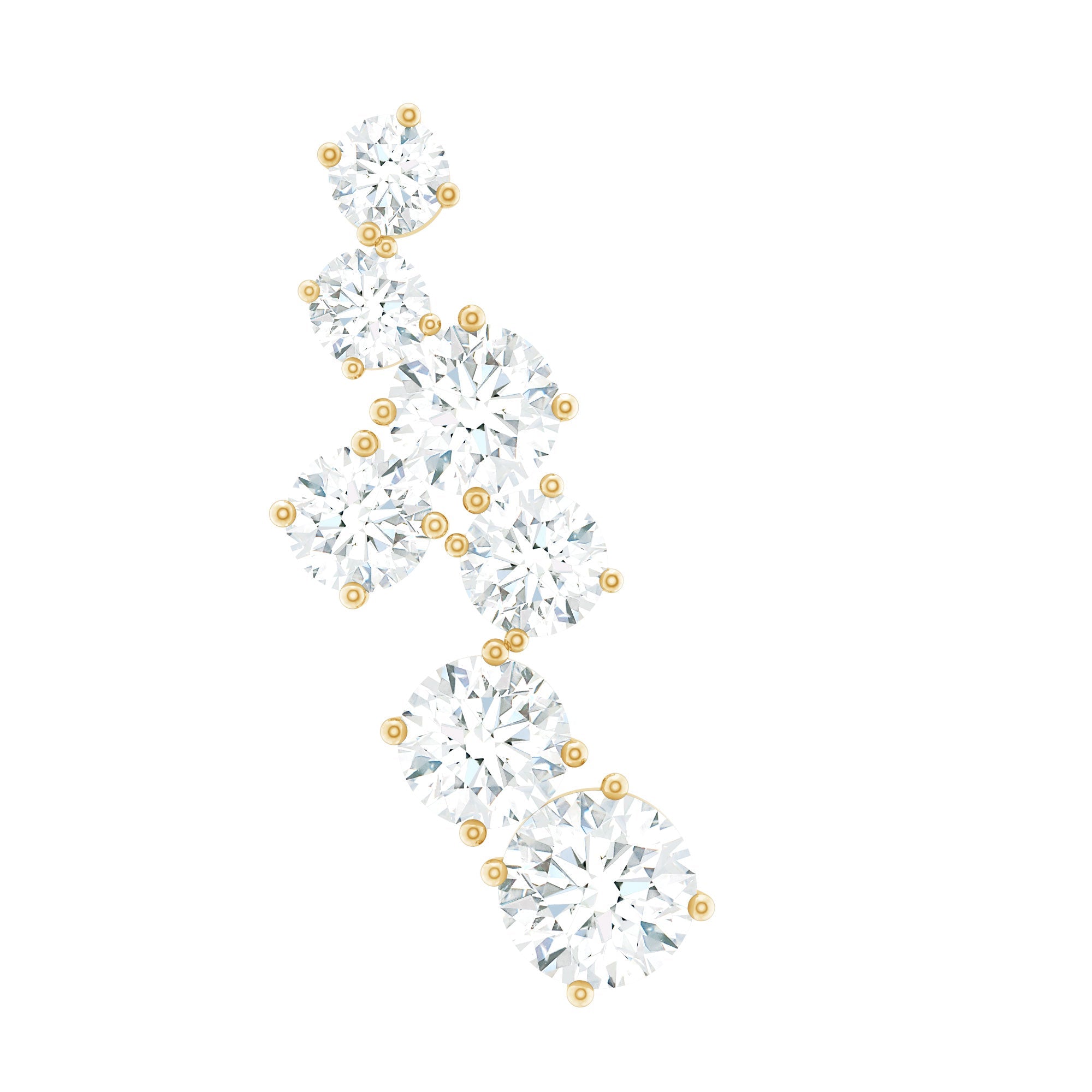 Round Moissanite Cluster Ear Crawler Earring for Helix Piercing