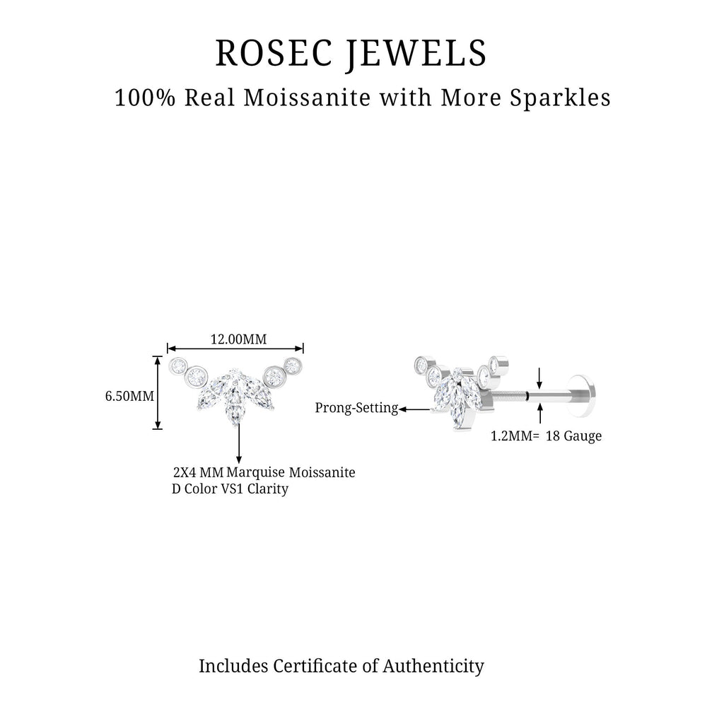 Certified Moissanite Crawler Earring for Helix Piercing