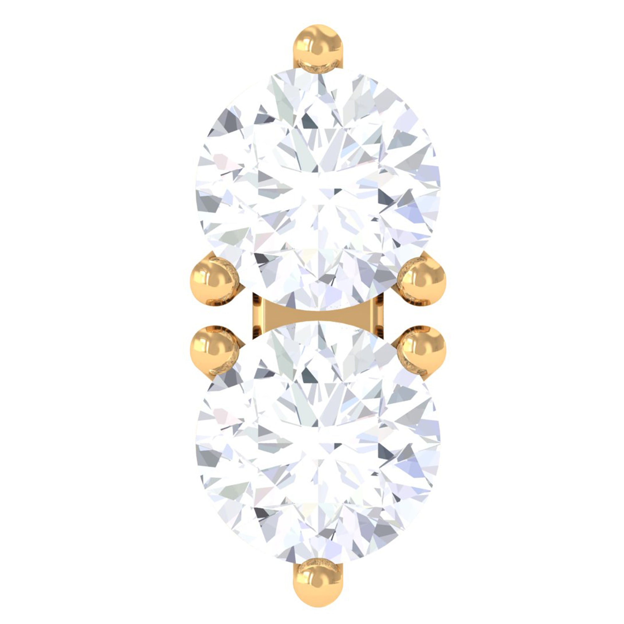 Minimalist Diamond 2 Stone Earring for Tragus Piercing