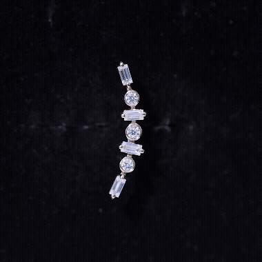 Baguette Moissanite Art Deco Climber Earring for Helix Piercing
