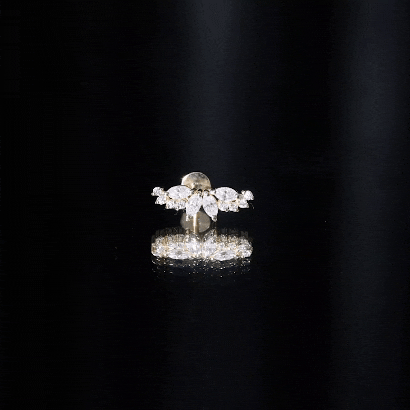 Certified Moissanite Cluster Crawler Earring for Helix Piercing