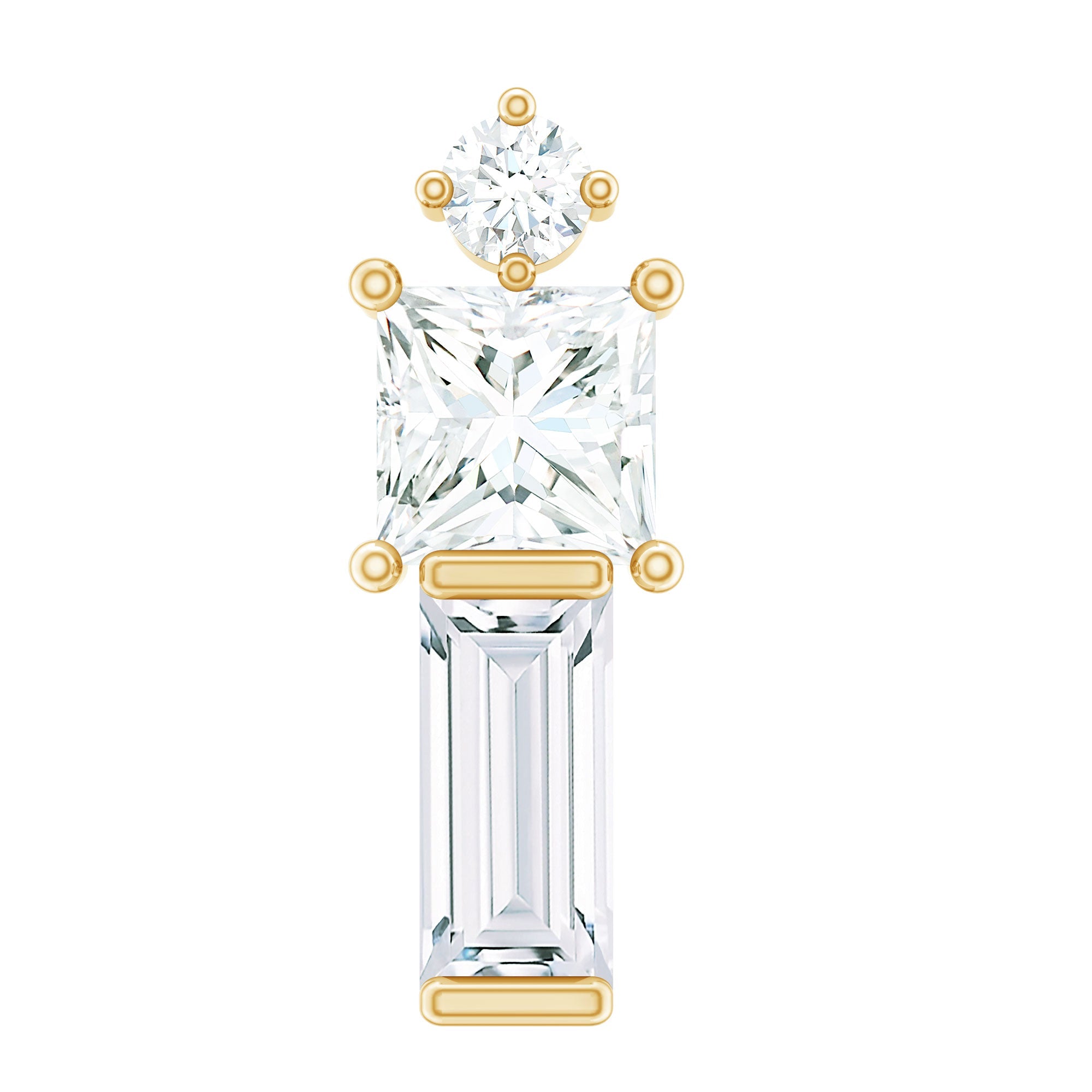 Tiny Diamond Three Stone Bar Tragus Earring