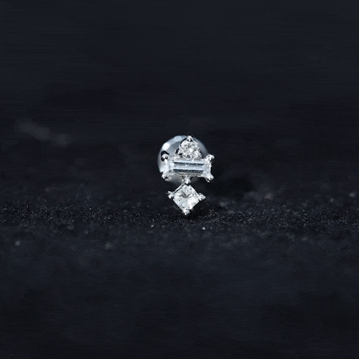 Unique Moissanite Tragus Earring with Flat Back