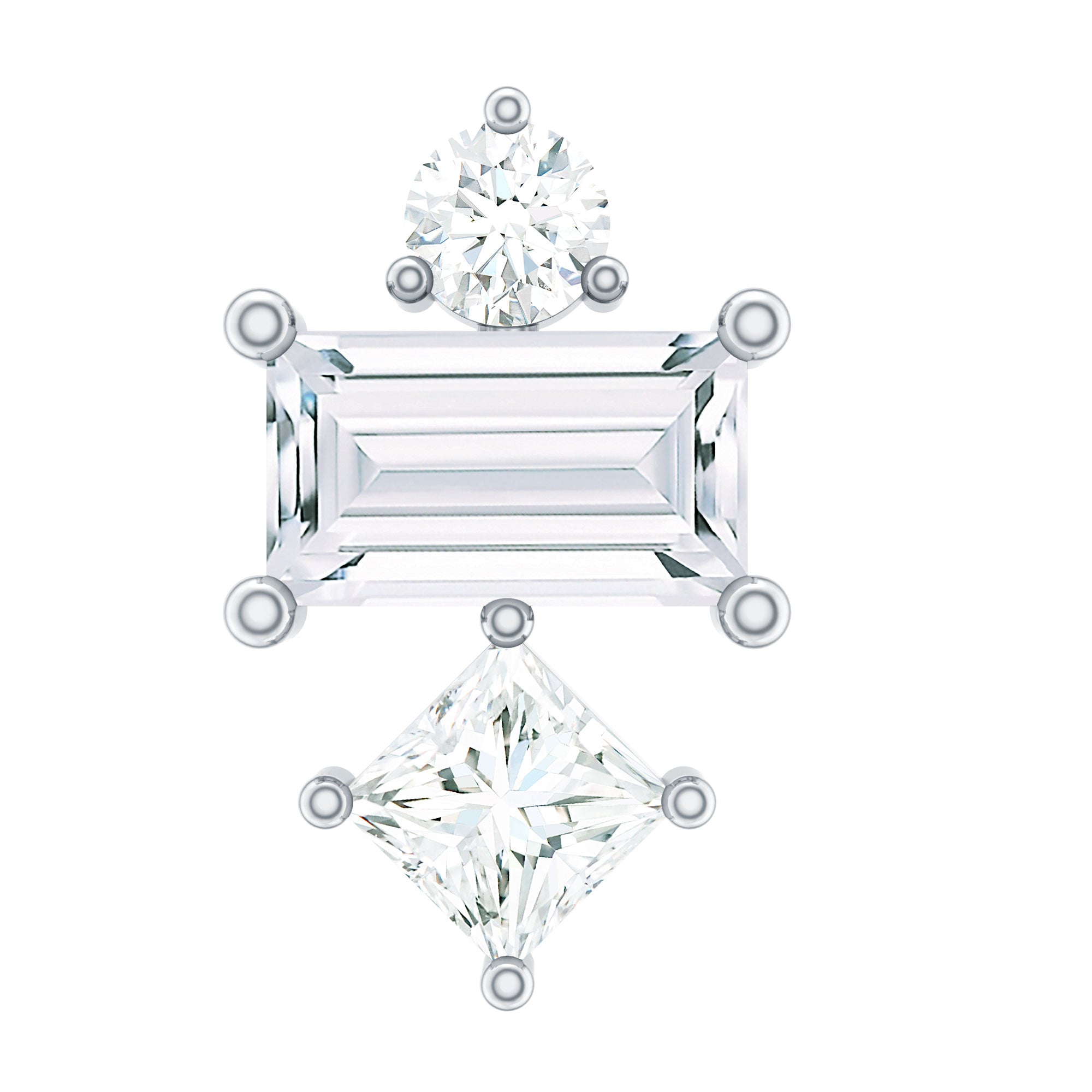 Unique Moissanite Tragus Earring with Flat Back