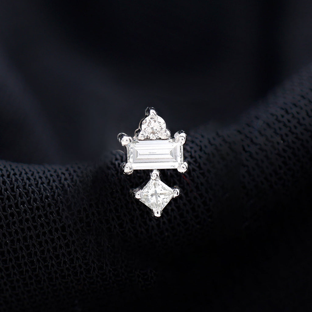 Unique Moissanite Tragus Earring with Flat Back