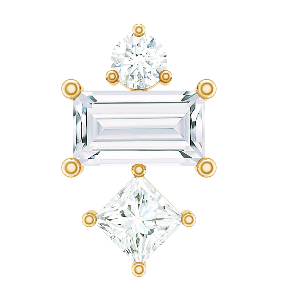 Unique Moissanite Tragus Earring with Flat Back