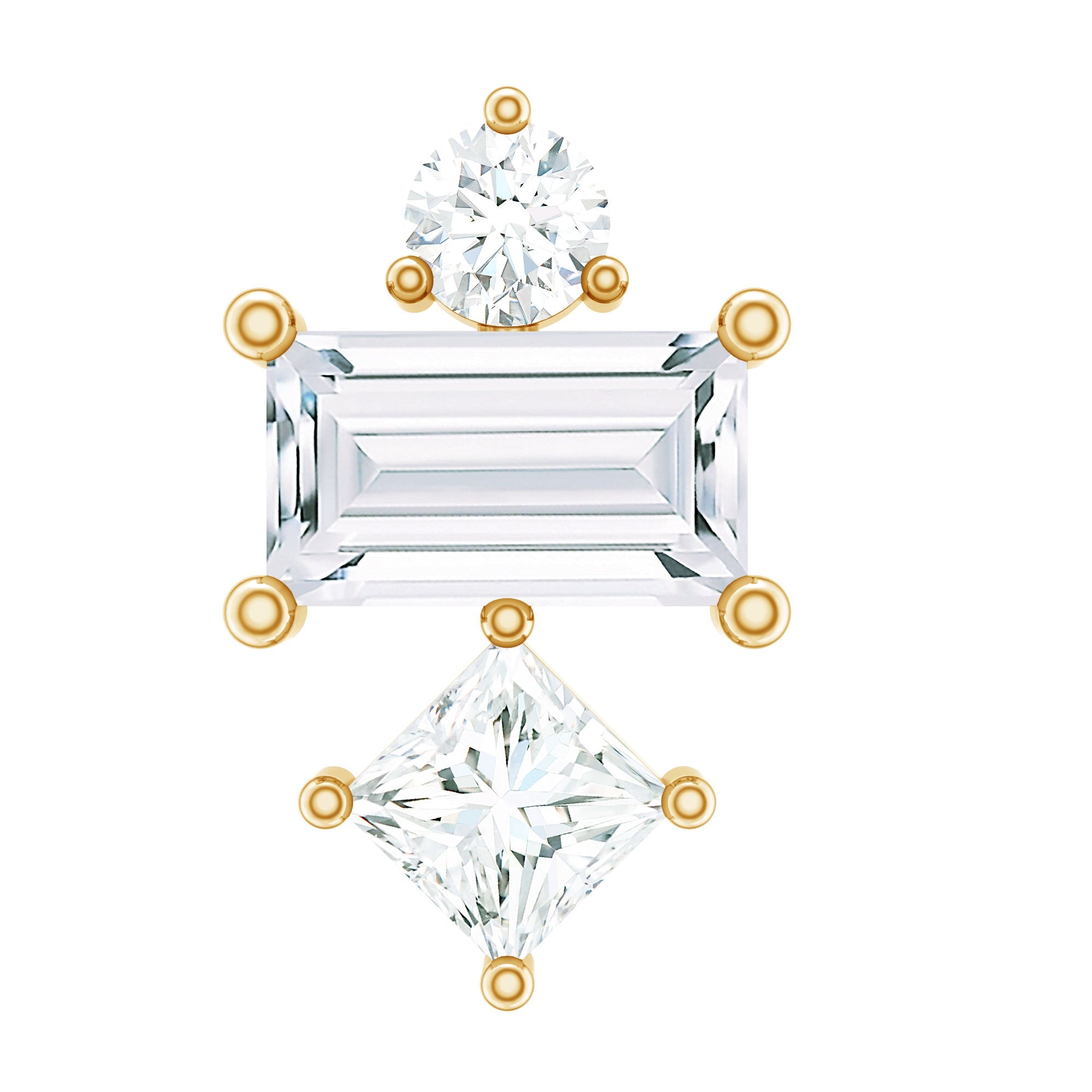 Unique Moissanite Tragus Earring with Flat Back