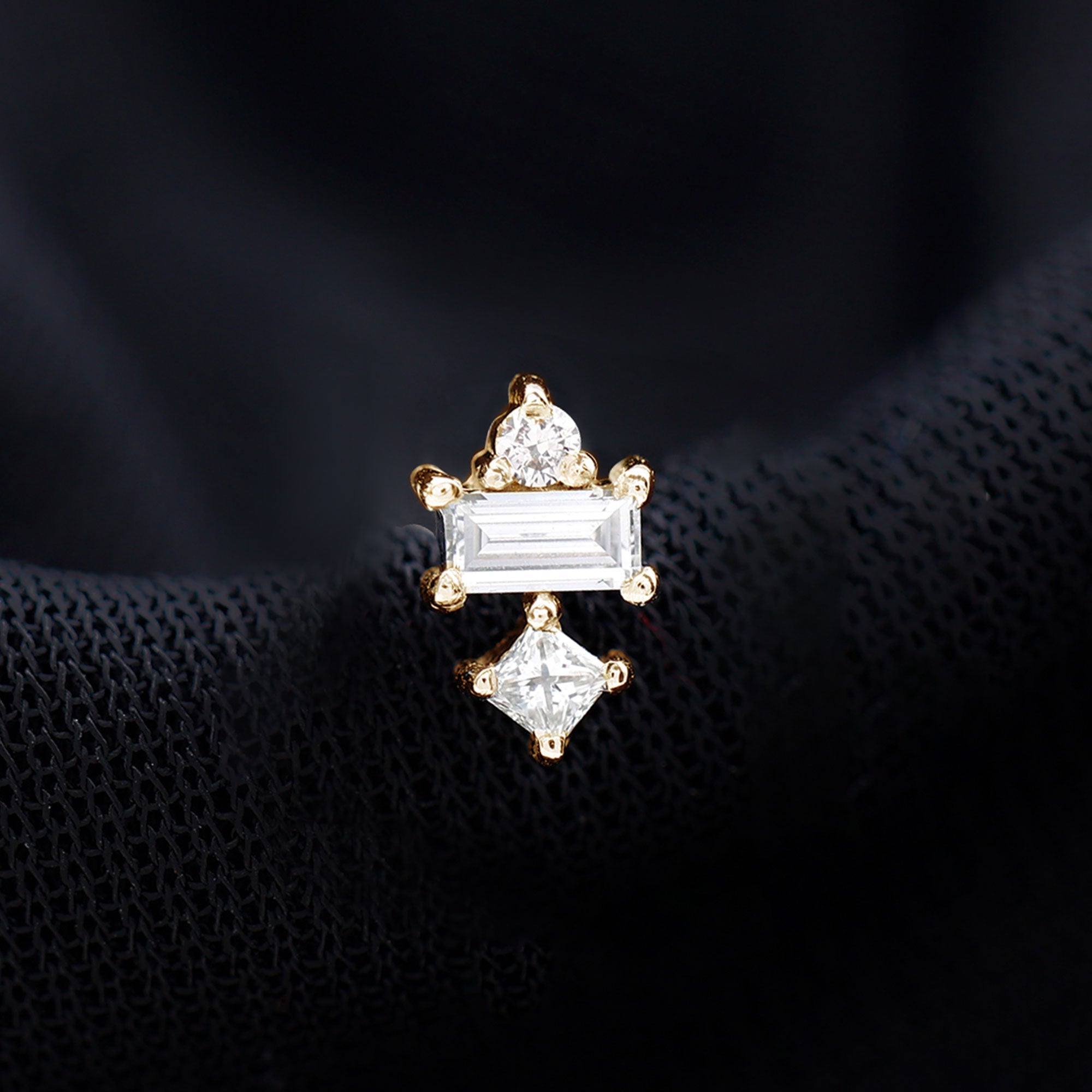 Unique Moissanite Tragus Earring with Flat Back